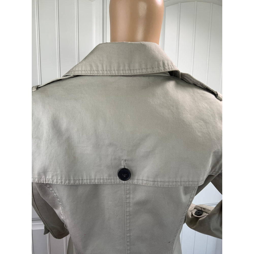 Zara Basic Womens Trench Coat Sz Med Beige Double Breasted Collard Neck Corpcore - Picture 14 of 16